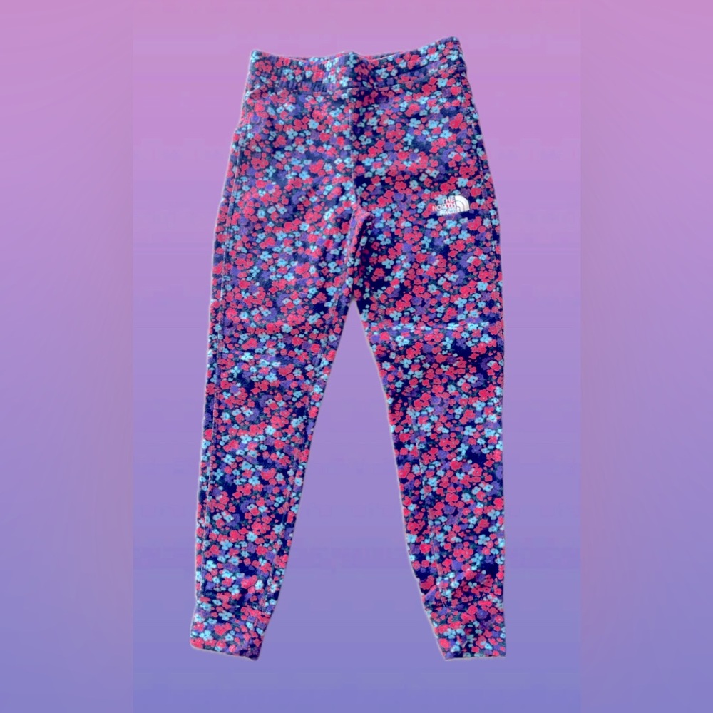 THE NORTH FACE Glacier Floral Print Polar Fleece Leggings (Big Girls) Size S 7-8